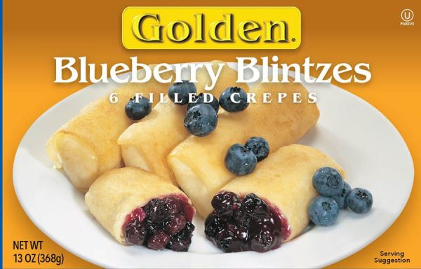 Golden blueberry blintzes