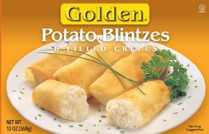 Golden potato blintzes