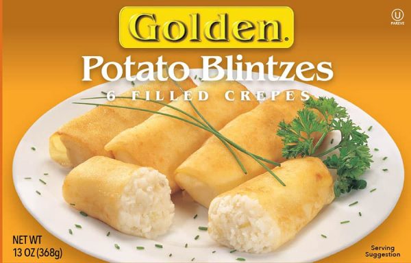 Golden potato blintzes